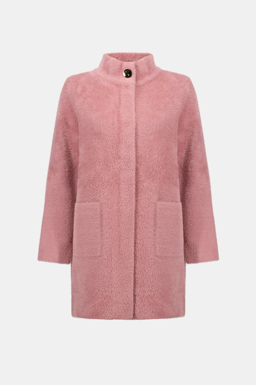 Feather Yarn Mock Neck Coat Rose