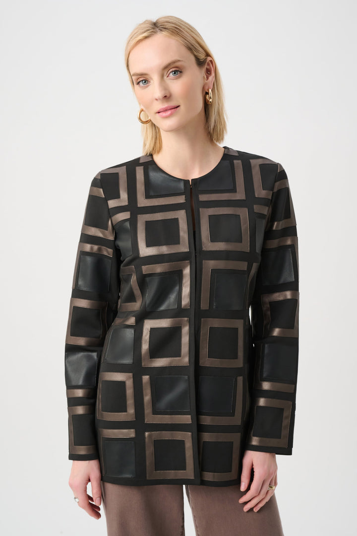 Leatherette 2 Tone Jacket Black Multi