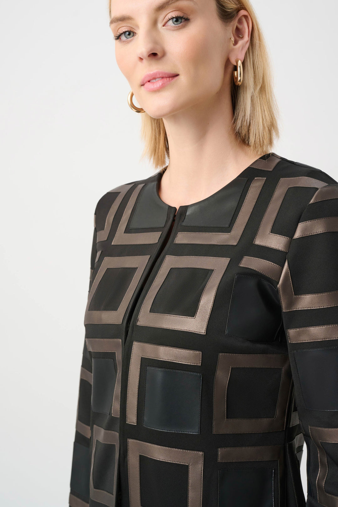 Leatherette 2 Tone Jacket Black Multi