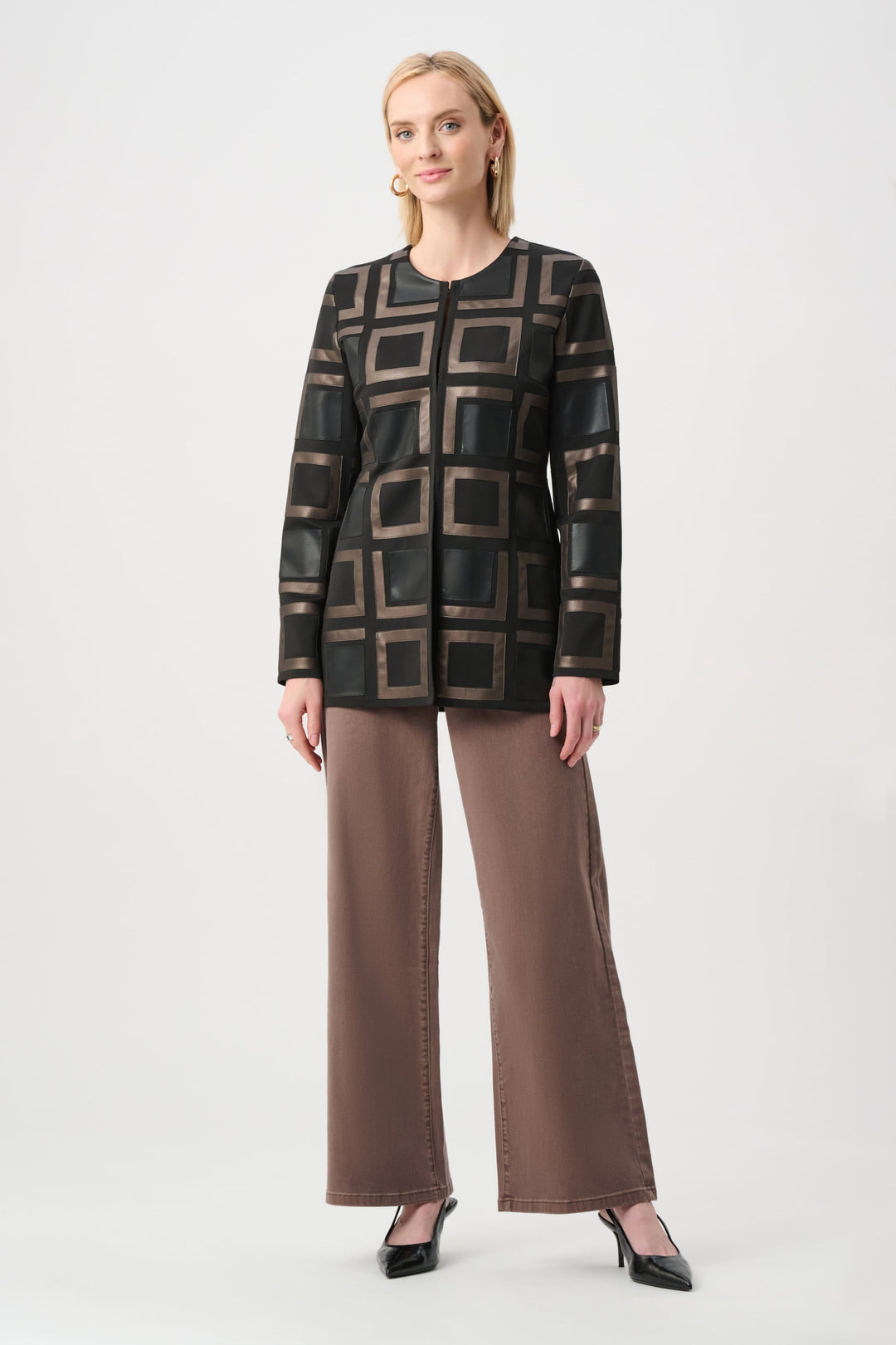 Leatherette 2 Tone Jacket Black Multi