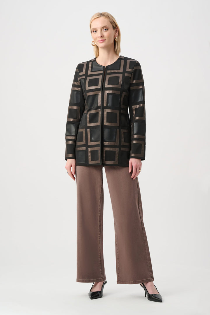 Leatherette 2 Tone Jacket Black Multi