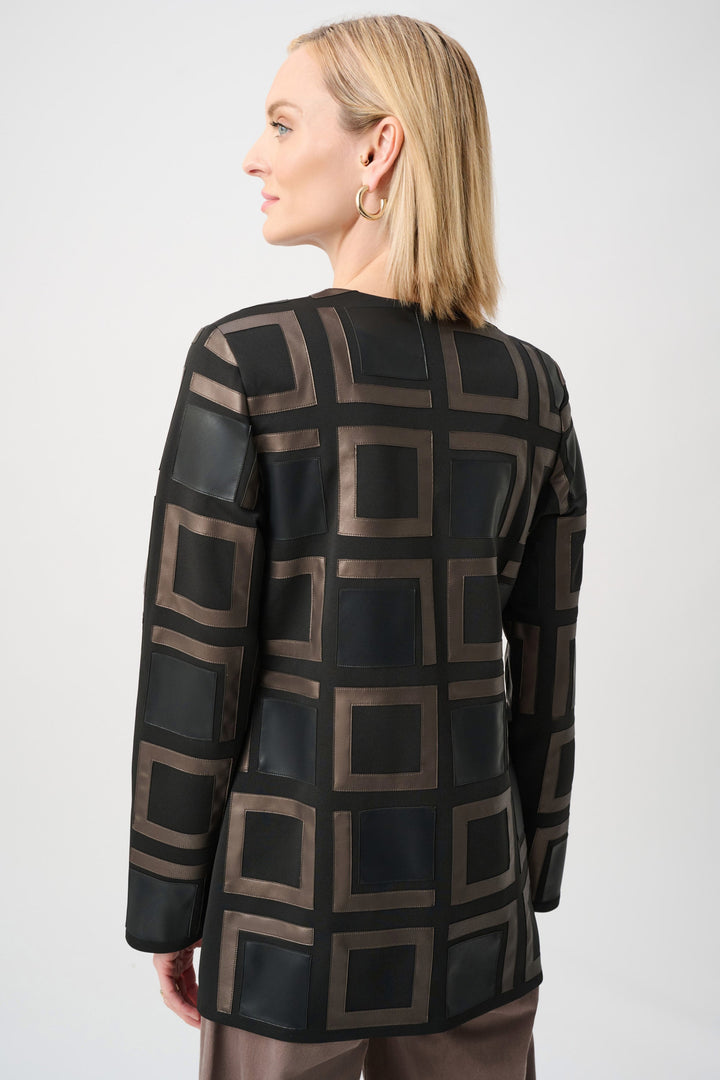 Leatherette 2 Tone Jacket Black Multi