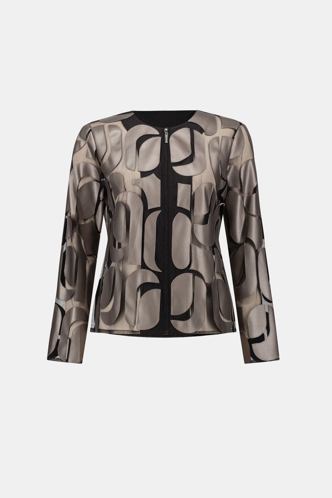 Leatherette Embroidered Jacket Gunmetal