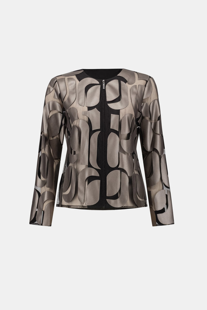 Leatherette Embroidered Jacket Gunmetal