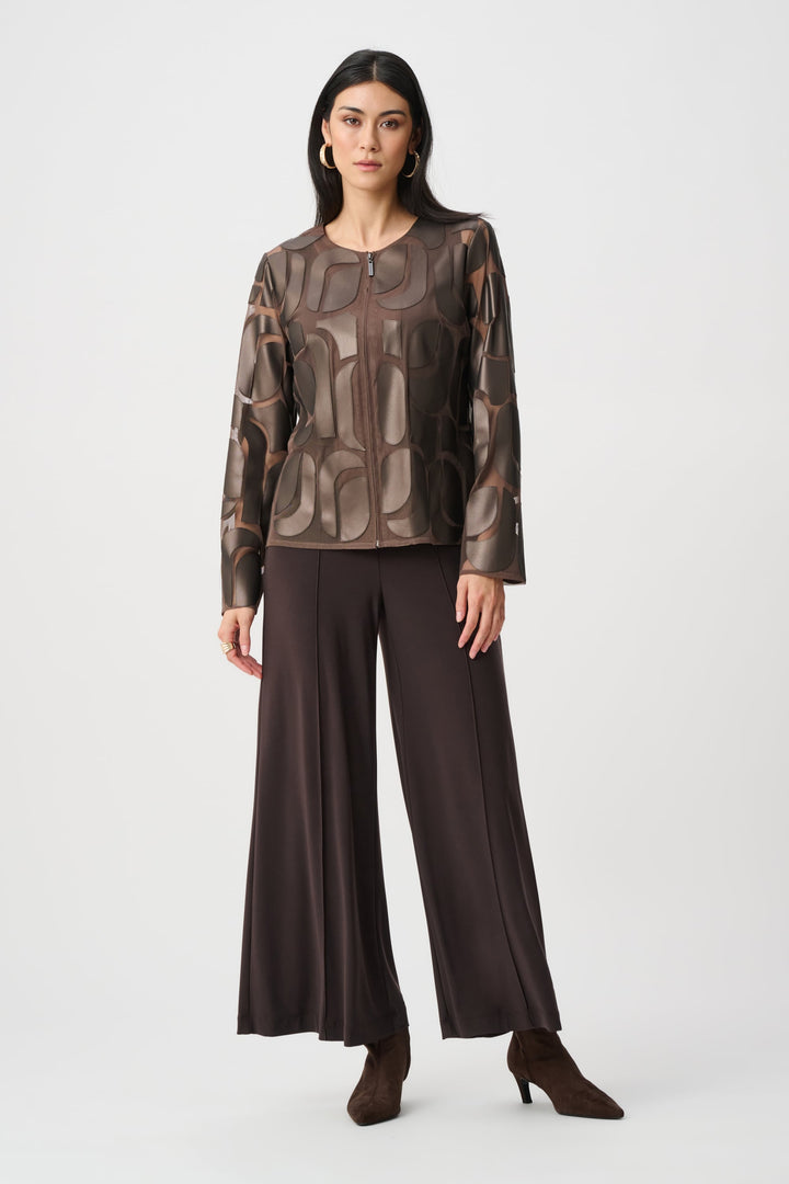 Embroidered Leatherette Jacket Bronze