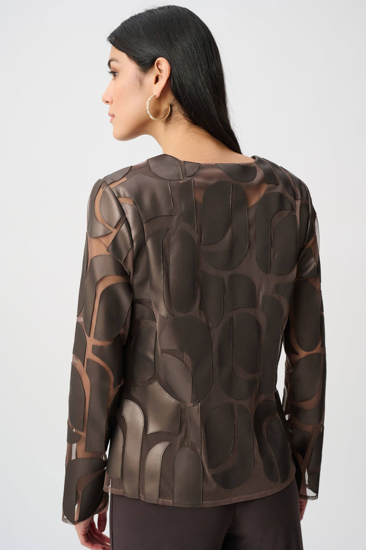 Embroidered Leatherette Jacket Bronze