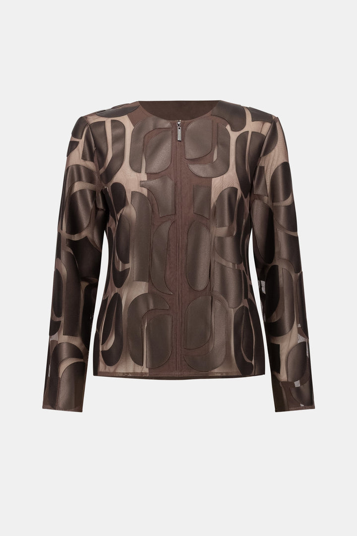 Embroidered Leatherette Jacket Bronze