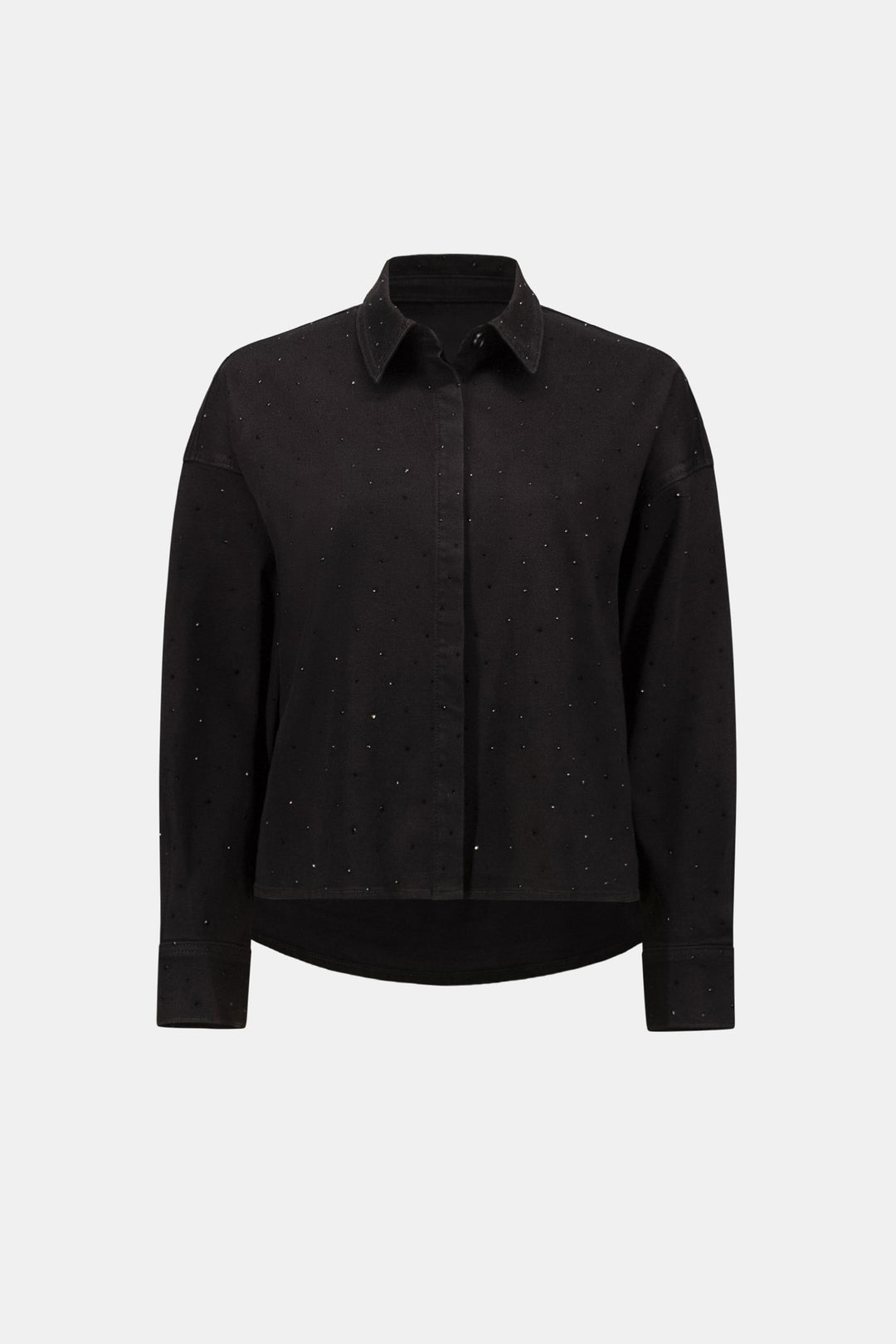 Denim Crop Crystal Shirt Black