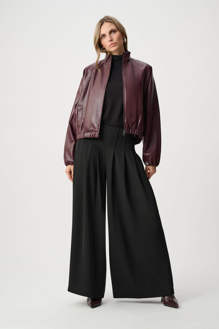 Leatherette Bomber Jacket Burgundy