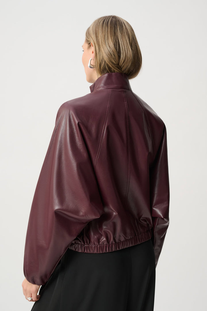 Leatherette Bomber Jacket Burgundy