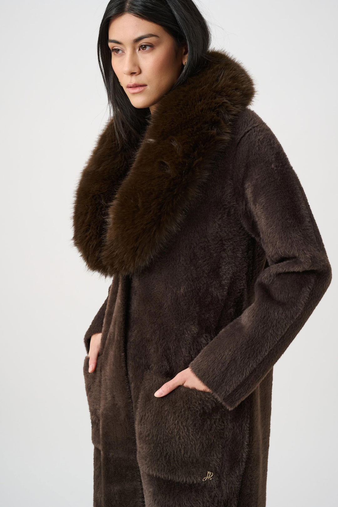 Feather Yarn Coat Detachable Faux Fur