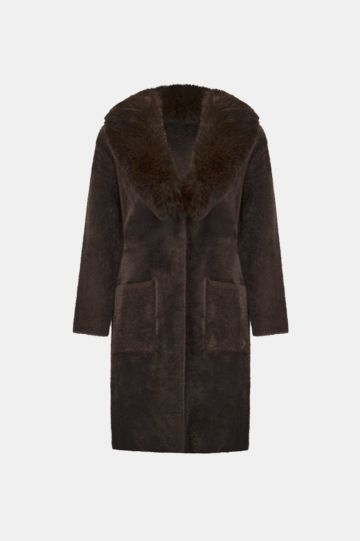Feather Yarn Coat Detachable Faux Fur