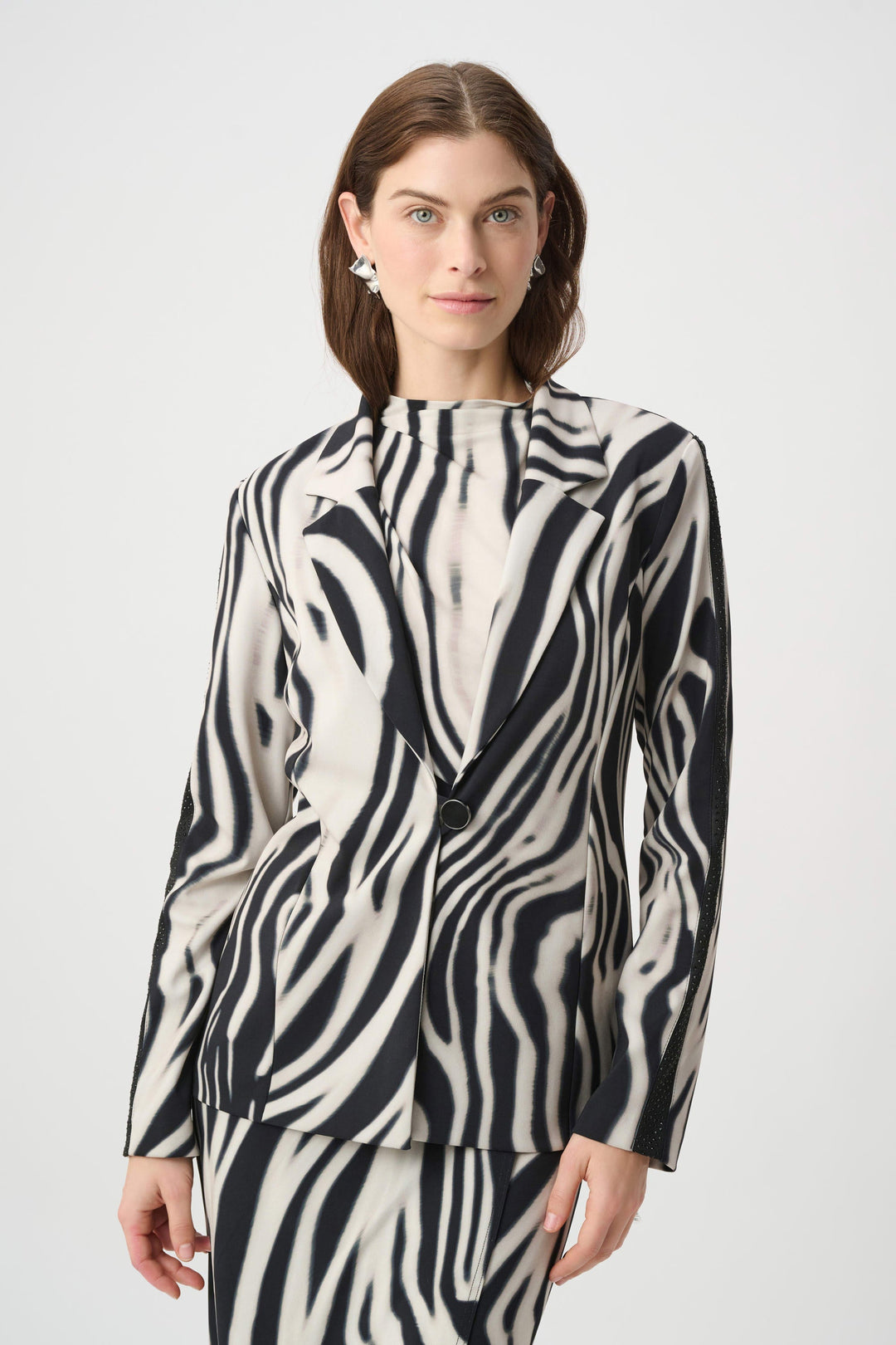 Animal Print Blazer Rhinestones Black