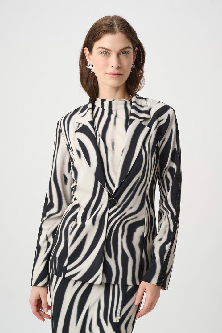 Animal Print Blazer Rhinestones Black