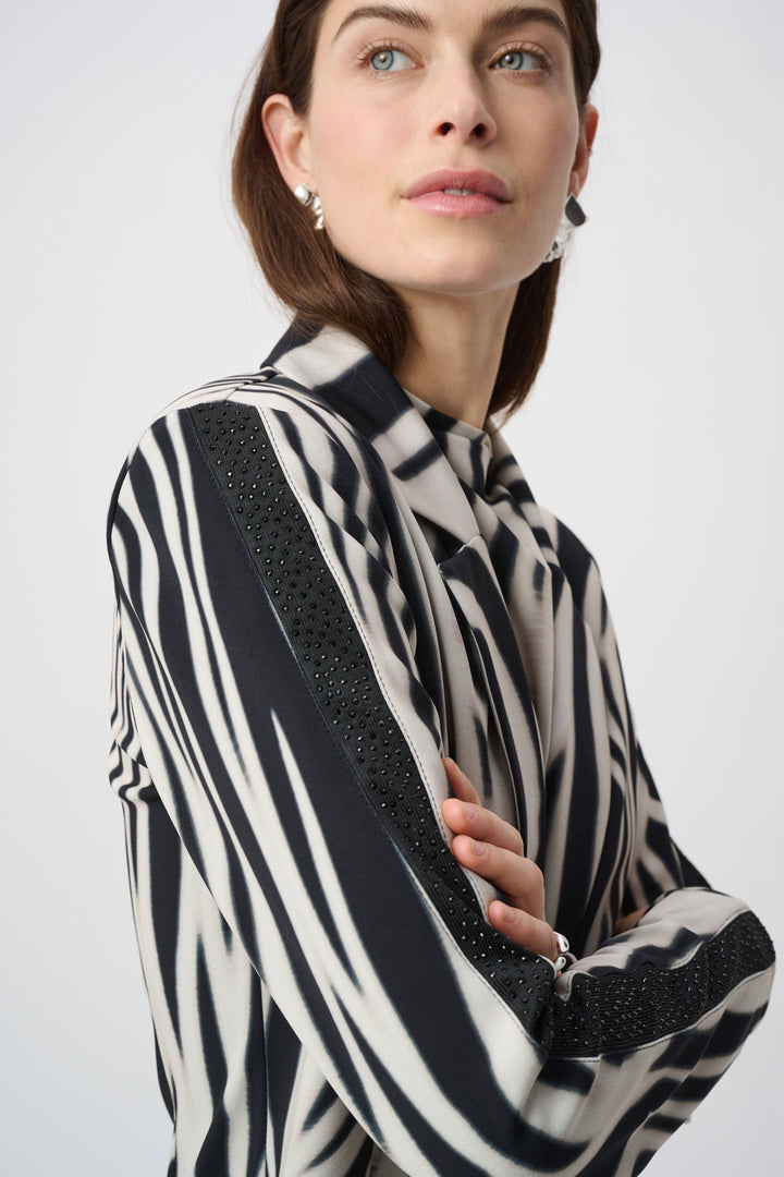 Animal Print Blazer Rhinestones Black