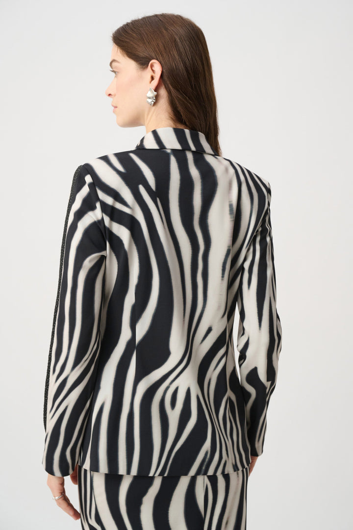 Animal Print Blazer Rhinestones Black