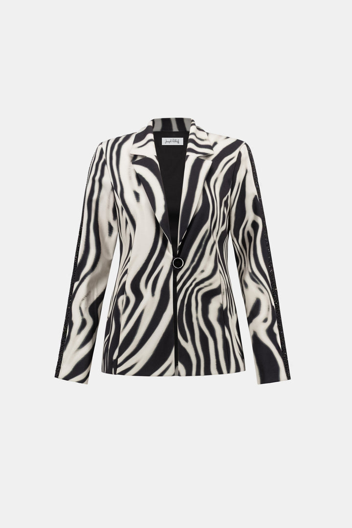 Animal Print Blazer Rhinestones Black
