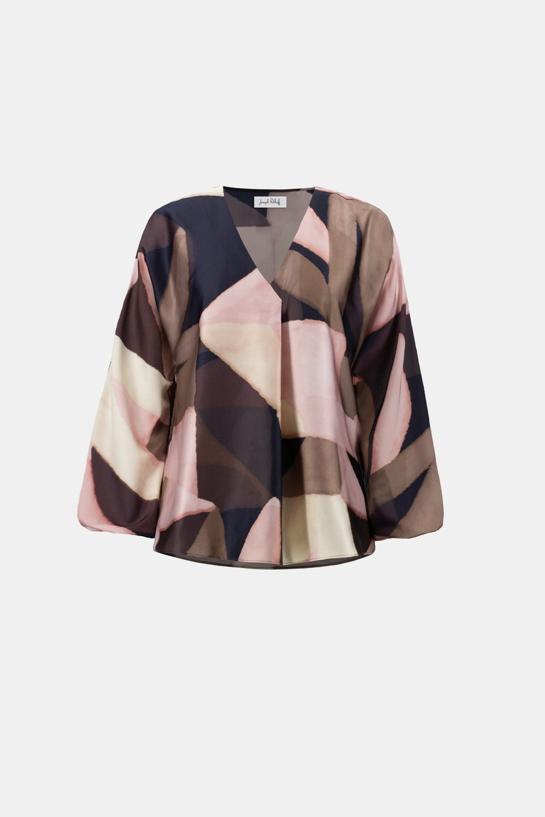 Geometric Print Satin Top Black