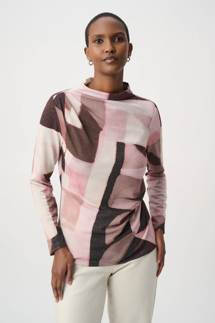 Geometric Print Lurex Sweater Black