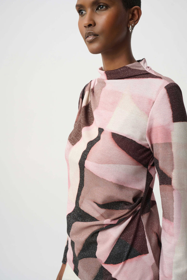 Geometric Print Lurex Sweater Black