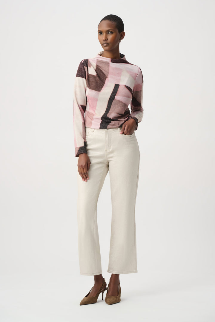 Geometric Print Lurex Sweater Black