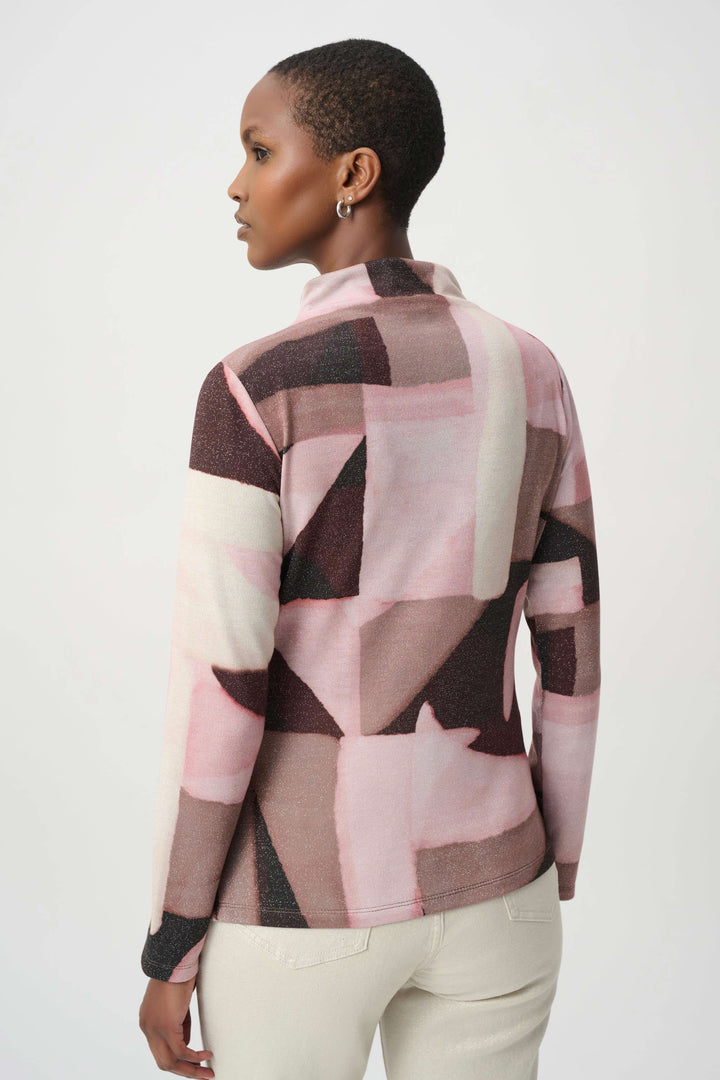 Geometric Print Lurex Sweater Black