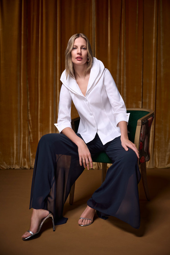 Double Lapel Blouse White