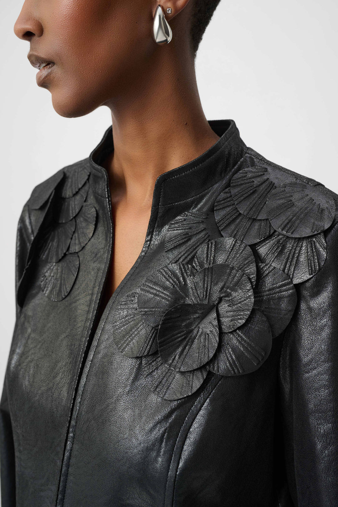 Embellished Foiled Suede Jacket Black