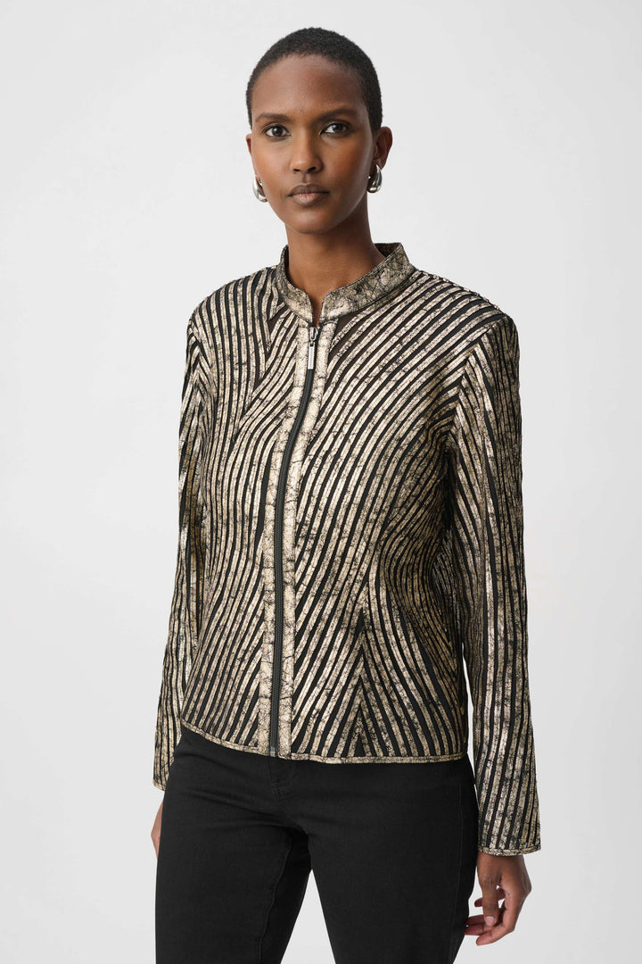 Metallic Soutache Fitted Jacket Gold
