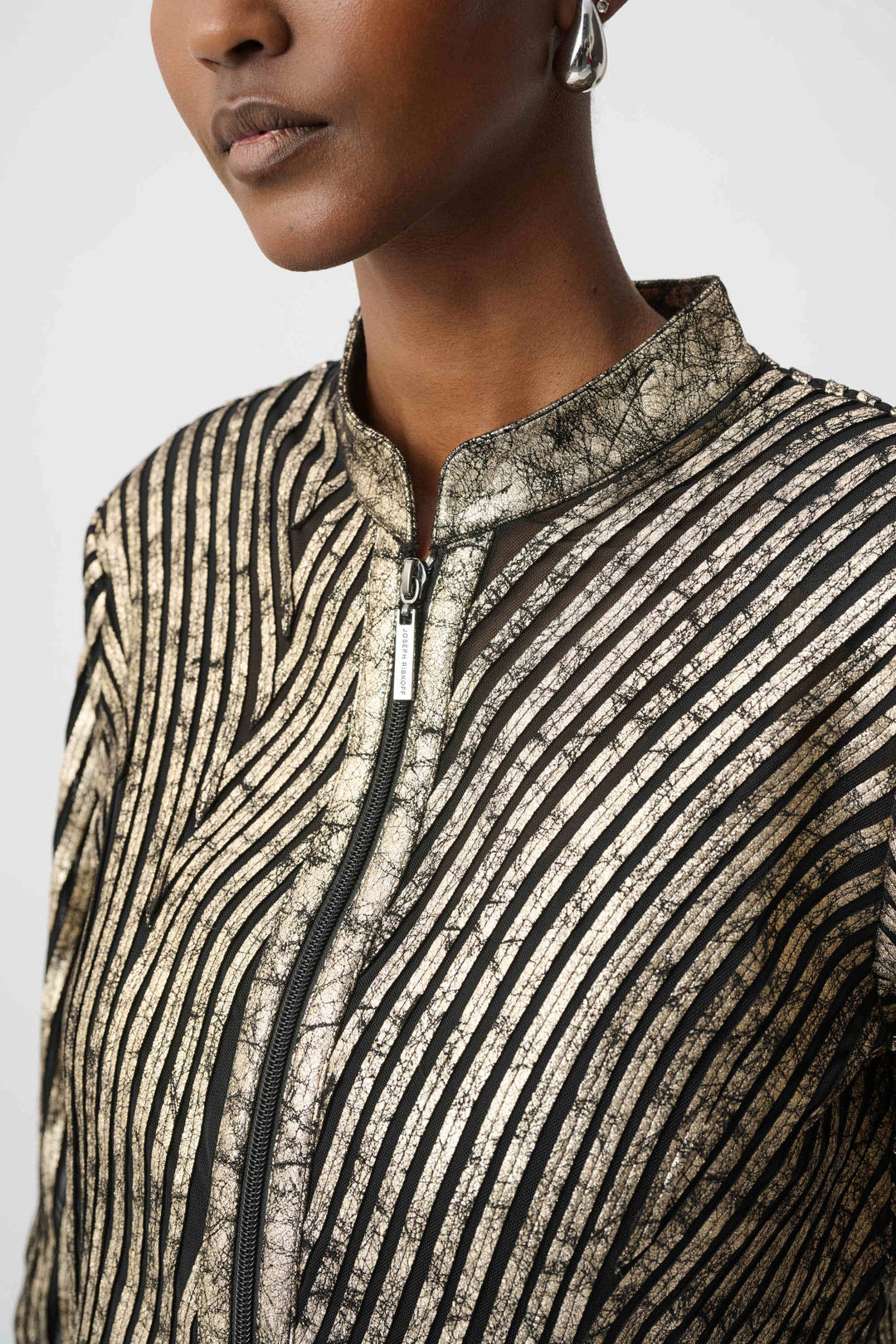 Metallic Soutache Fitted Jacket Gold