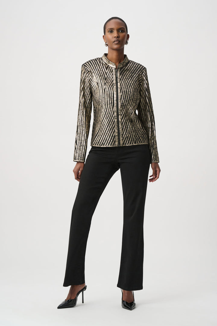 Metallic Soutache Fitted Jacket Gold