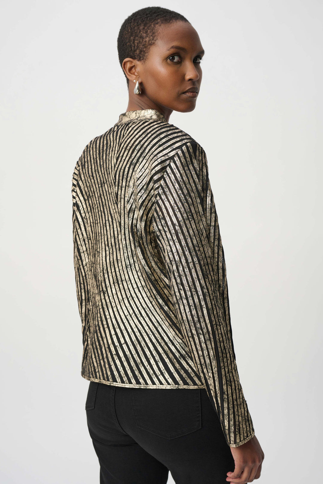 Metallic Soutache Fitted Jacket Gold