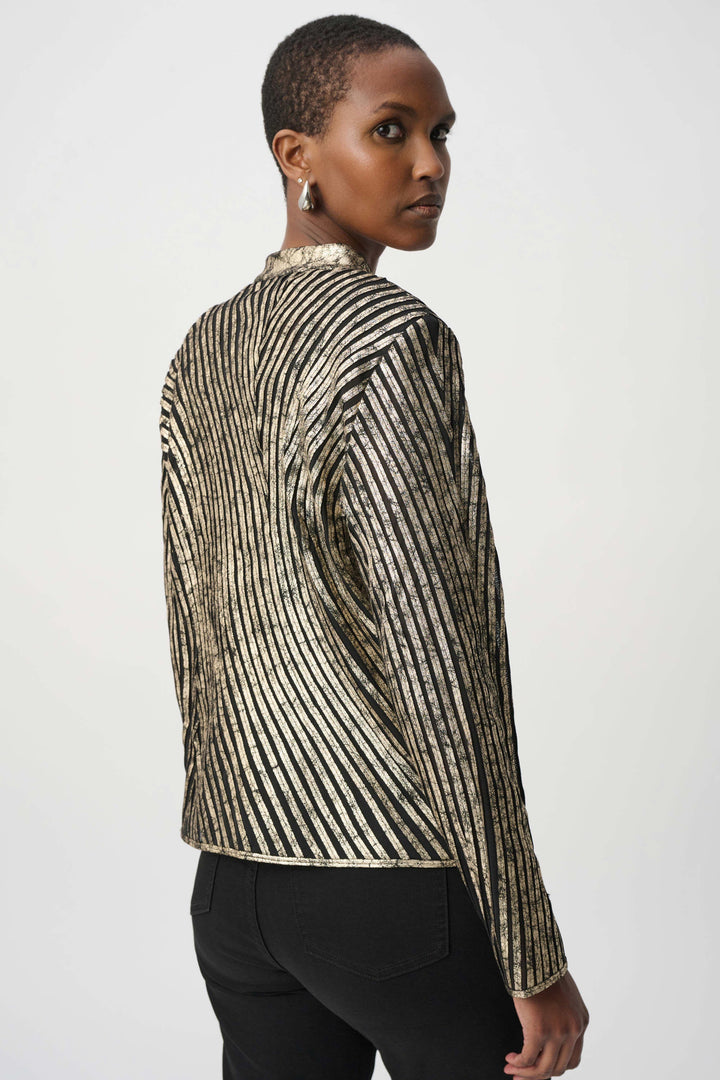 Metallic Soutache Fitted Jacket Gold