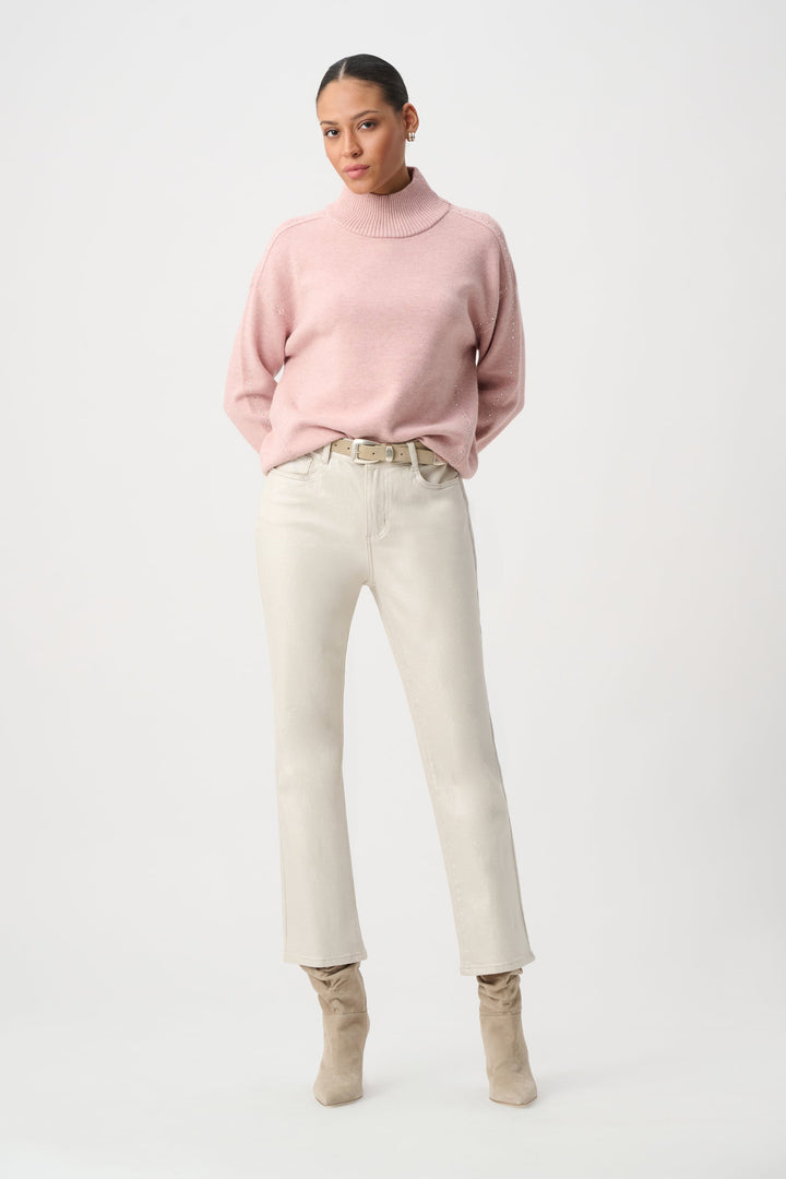 Classic Straight Leg Metallic Jeans Champagne