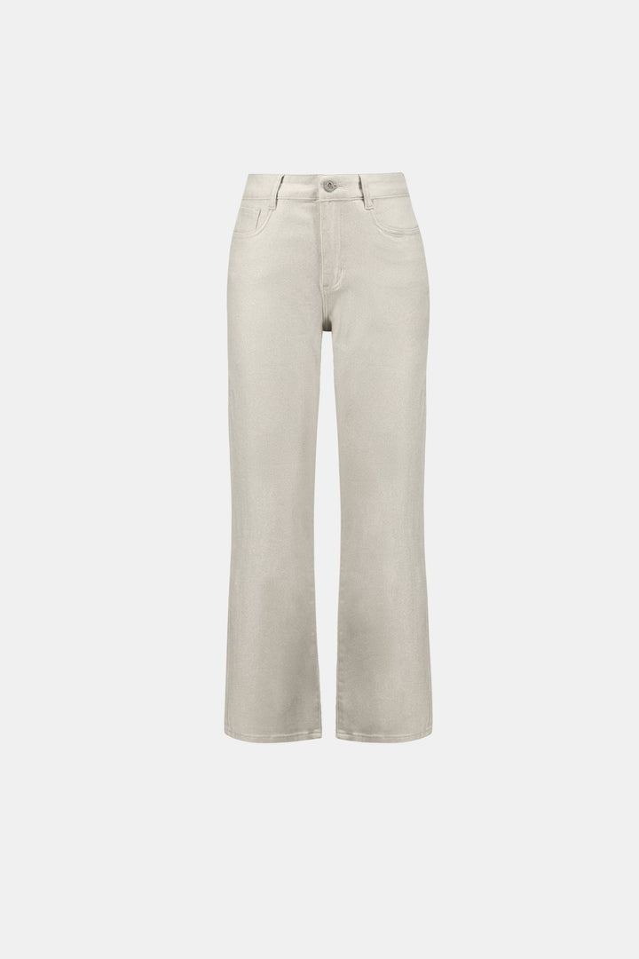 Classic Straight Leg Metallic Jeans Champagne