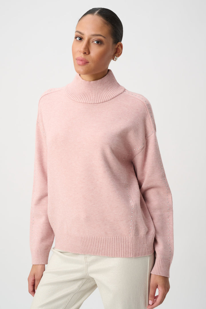 Embellished Turtleneck Sweater Blush