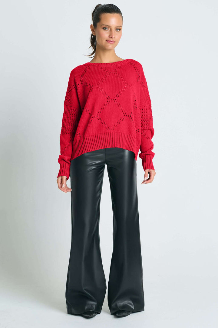 Pima Cotton Pointelle Sweater Chili