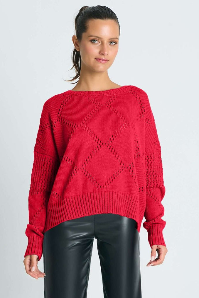 Pima Cotton Pointelle Sweater Chili