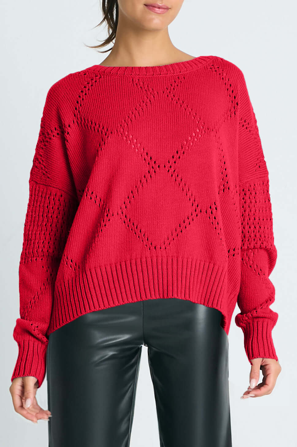 Pima Cotton Pointelle Sweater Chili