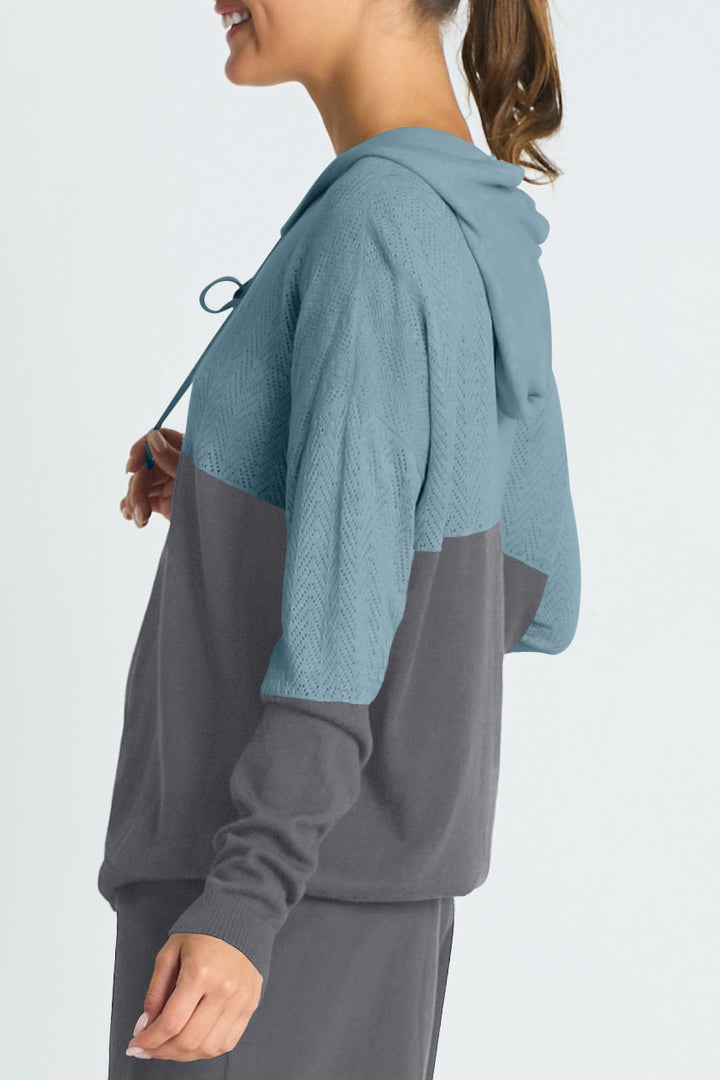 Pima Cotton 2 Tone Pointelle Hoodie Vapor