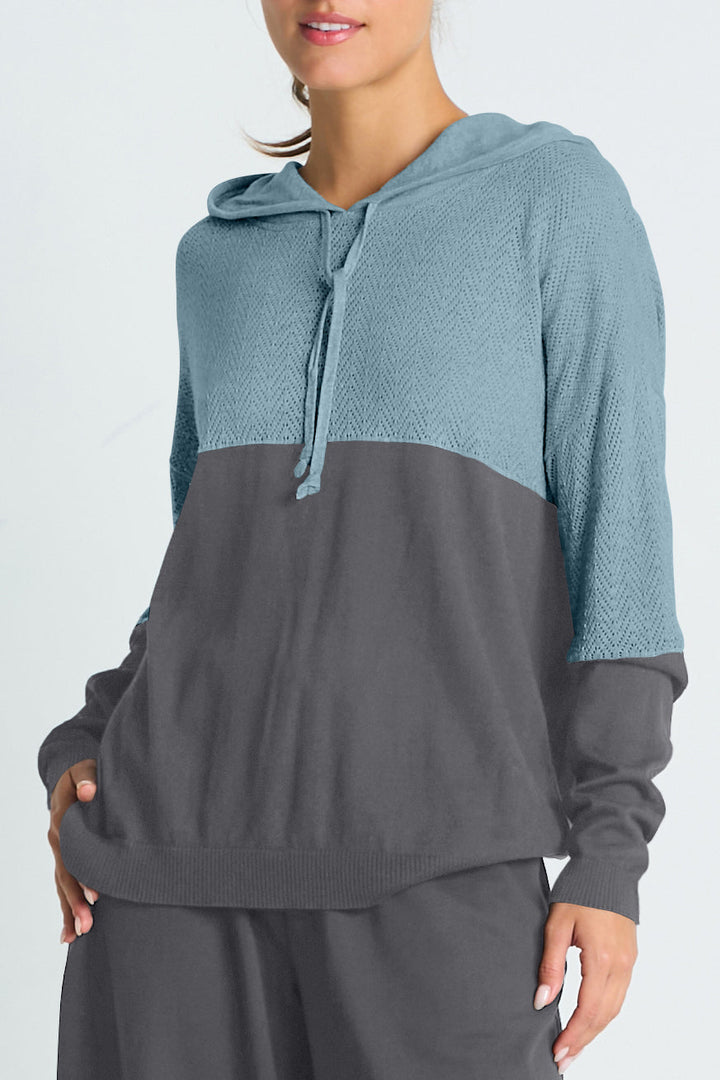 Pima Cotton 2 Tone Pointelle Hoodie Vapor