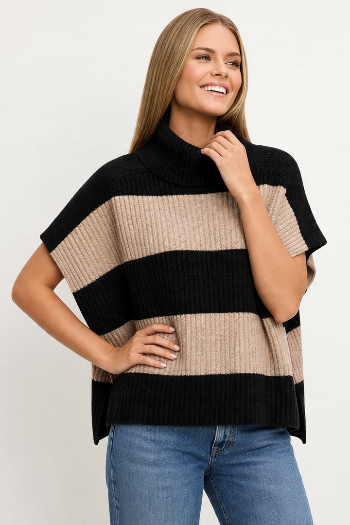 Adelyn Turtleneck Poncho Black