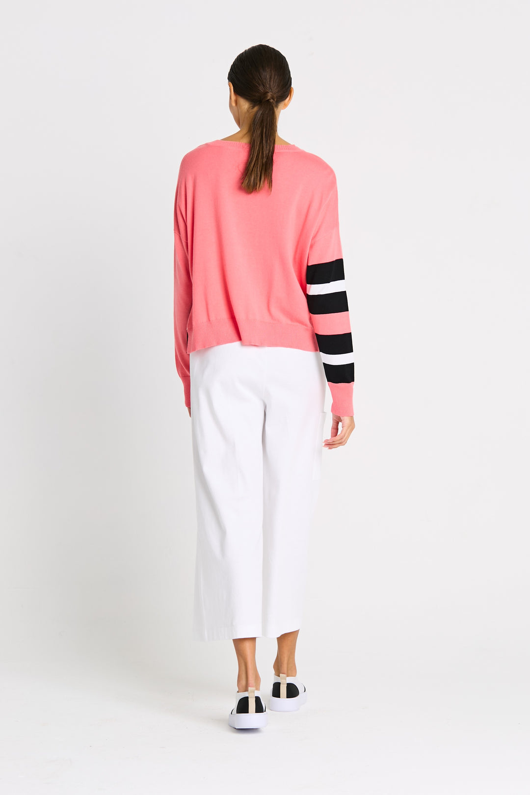 Pima Cotton Athletic Stripe Coral