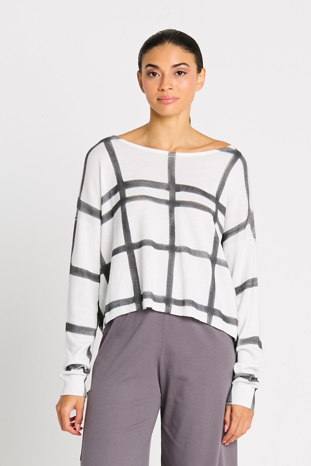 Pima Cotton Window Pane Sweater