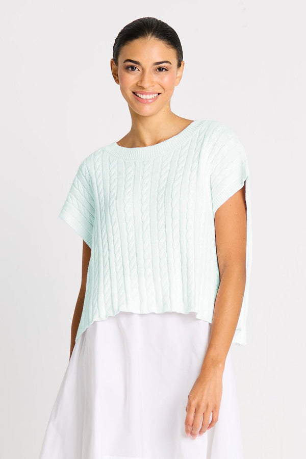 Pima Cotton Bateau Cable Top Mint