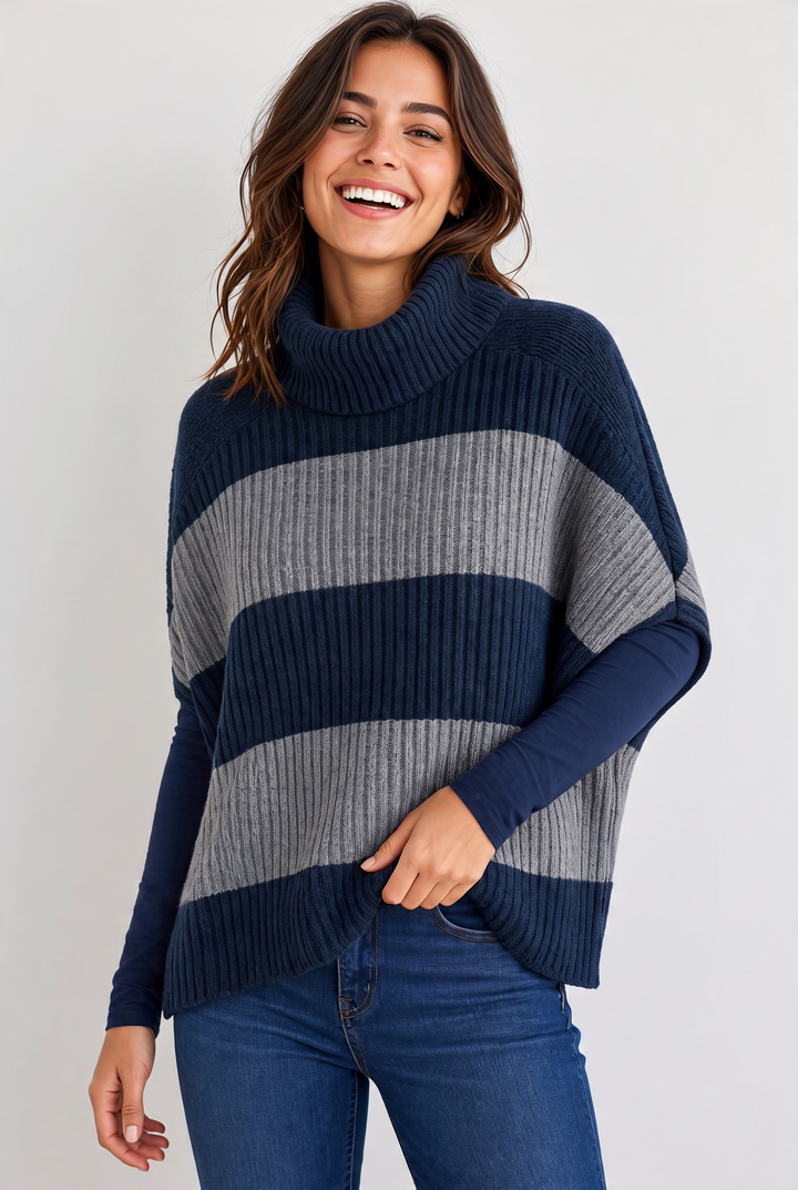 Adelyn Turtleneck Poncho Petrol