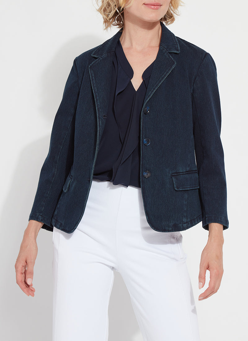 Della Denim Cropped Blazer Indigo