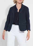 Della Denim Cropped Blazer Indigo