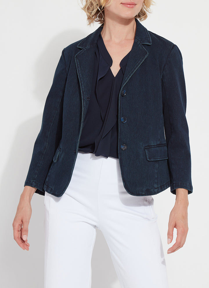 Della Denim Cropped Blazer Indigo