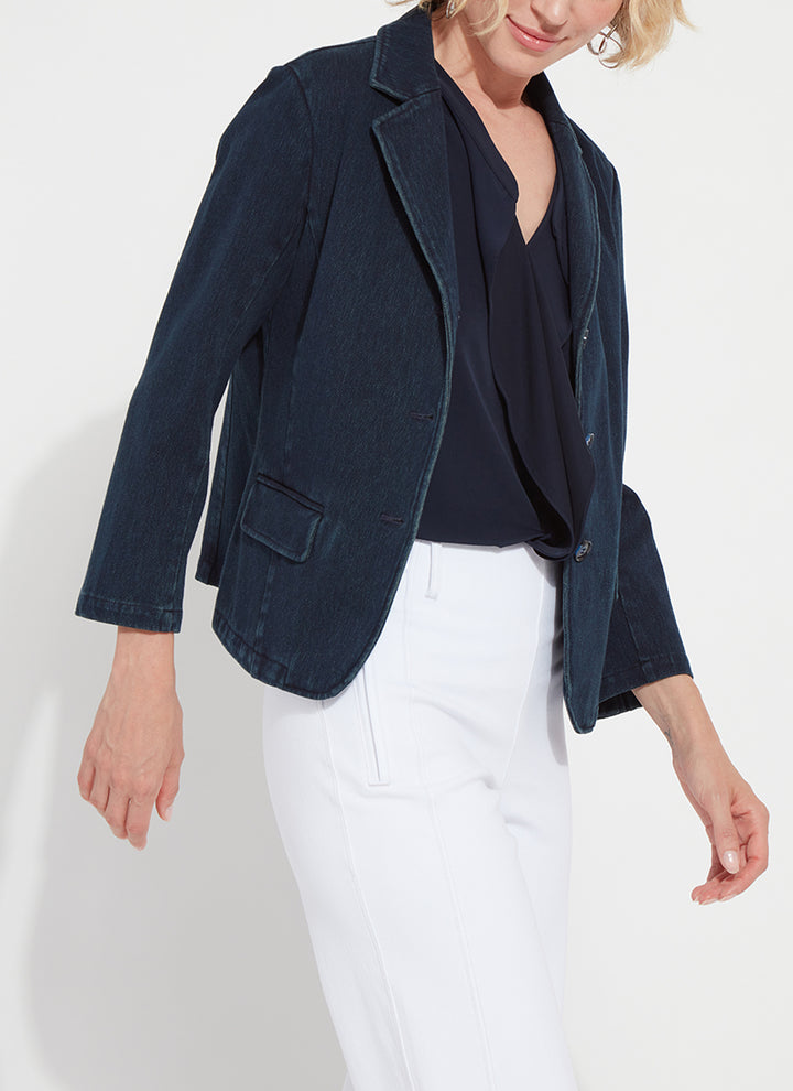Della Denim Cropped Blazer Indigo